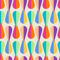 Seamless Multi Vibrant Colors Retro Rain Drop Overlapping Pattern in Beige Background vector