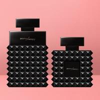 Vector Trendy Black Rivet Perfume Bottle 3D illustration with Rectangular Cap.