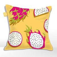 Vector Minimalist Seamless Dragon Fruit Pattern, Red and Yellow Combination