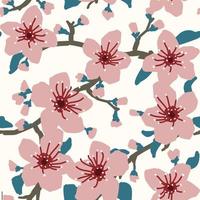 Vector Minimal Painting Effect Sakura or Floral Reapeat seamless Pattern