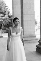 young woman bride in white dress photo
