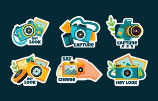 Photography Day Sticker Collection vector