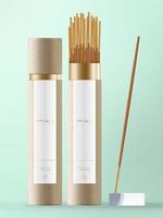 Vector Incense Stick with Kraft Paper Cone Packaging with White and Blue Ceramic Dish.