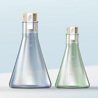 Vector Laboratory Glass Flask Bottle Bath Oil or Bubble Bath Container with Cork Stopper