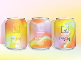 Vector Vibrant Flow Pattern Can Beverages Tea Juice Beer Alcohol Drinks Packaging Design