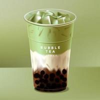 vector helado de té de burbujas de taiwán o japón, té de leche o té verde matcha
