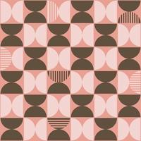 Vector Pastel Pink and Brown Semi Circles Seamless Pattern with Stripes