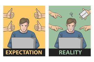 expectativa del trabajador versus realidad vector