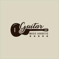 lettering guitar logo vintage vector illustration template icon graphic design. acoustic music instrument sign or symbol for festival or business shop band