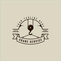 hook crane logo vintage vector illustration template icon graphic design. retro construction sign or symbol for industry and company concept