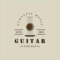 Diseño gráfico de icono de plantilla de ilustración de vector vintage de logotipo clásico de guitarra abstracta. signo o símbolo de instrumento de música acústica para banda de guitarristas y negocio de tiendas con estilo tipográfico