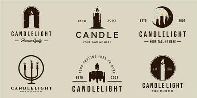 set of candle logo vector vintage retro illustration template icon graphic design. bundle collection of various wax sign or symbol for shop or business concept