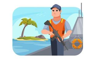 Coast Guard Character on Duty vector