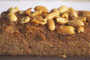 Brownies sprinkled with nuts look appetizing to eat with tea and coffee in the morning and in the coffee break is a sweet snack that is easy to eat and makes you fat. photo