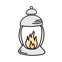 Kerosene lantern doodle style. Hand drawn camping lantern. Travel concept.Vector design. Doodle sketch design elements. Line art vector