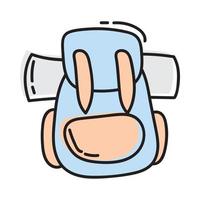 imagen de garabato de una mochila. imagen dibujada a mano para impresión, pegatina, web, varios diseños. elemento vectorial para los temas de viajes, vacaciones, turismo vector