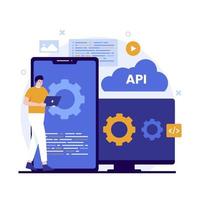 Flat design of application programming interface concept vector