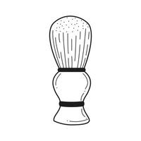 Shaving brush sketch doodle style isolated on white background. Personal tool for applying foam on face. Hand drawn cartoon vector illustration