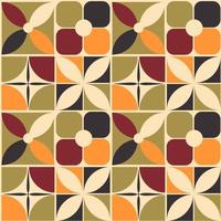70s retro vintage mid century modern seamless pattern with simple geometric flowers vector