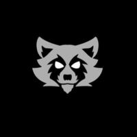 Illustration vector graphics of template logo face raccoons with black background