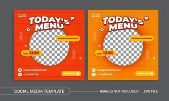 Todays food menu social media posts design vector