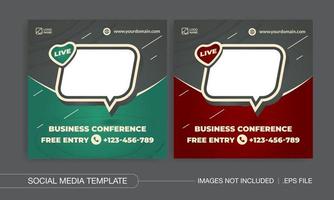 Conference business talk social media posts design vector