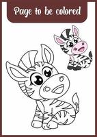 coloring book for kids. zebra vector