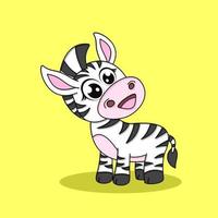 Cute baby zebra cartoon. vector icon illustration