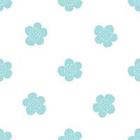 Floral seamless vector pattern with flowers. Spring flora. Simple hand-drawn kids style. Pretty ditsy for fabric, textile, wallpaper. Digital paper in white background