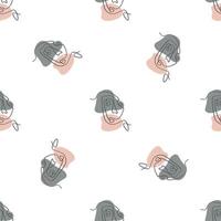 Surreal Faces One Line Seamless Pattern . Abstract Minimalistic Art design for print, cover, wallpaper, Minimal and natural wall art. Vector illustration on white background.