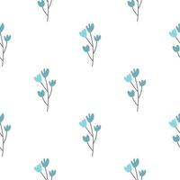 Floral seamless vector pattern with flowers. Spring flora. Simple hand-drawn kids style. Pretty ditsy for fabric, textile, wallpaper. Digital paper in white background