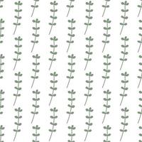 Green leafs seamless pattern. Vector hand drawn botanical illustration. Pretty scandi style for fabric, textile, wallpaper. Digital paper in white background