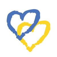 Heart icon with colors of Ukrainian flag. Crisis in Ukraine concept. Vector illustration isolated on white. Stand with Ukraine