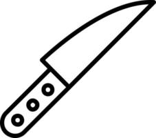 icono de línea de vector de cuchillo de corte
