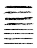 A brush set made with chalk and charcoal strokes in black on white background vector