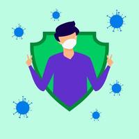 Boy take protection from coronavirus with medical mask vector