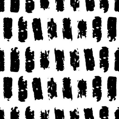 Seamless geometric pattern with stripes. Grunge ink dirty texture. Black paint dry brush stripes. Abstract wallpaper design. Print for fabric, textile