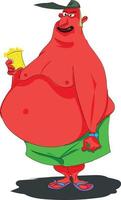 fat man with soda, illustration concept, cartoon character, vector