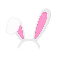 Hare ears mask isolated on white background. Funny rabbit ears for Easter or New year celebration. Element of hare costume for photobooth vector