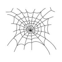 Tangled cobweb in linear style. Spider web icon isolated on white background. Design element for Halloween party decoration vector