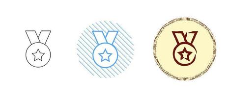 This is a set of contour and color badges of the winner's medal vector