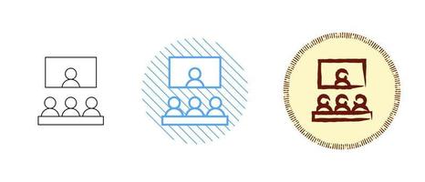 This is a set of contour and color video conference icons vector