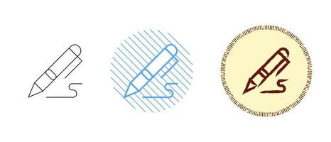 This is a set of contour and color pen icons vector