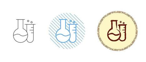 This is a set of contour and color icons of chemical flasks vector