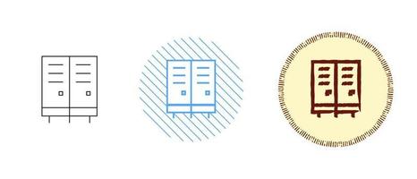 This is a set of contour and color locker icons vector
