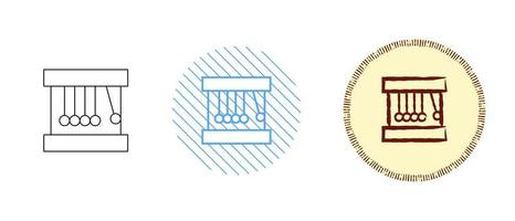 This is a set of contour and color icons of Newton's cradle vector