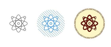 This is a set of contour and color icons of the atom model vector