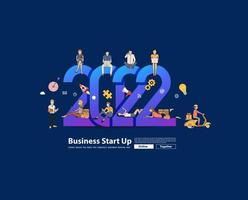 Business people working together 2021 new year, Vector illustration modern layout template