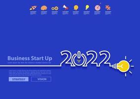 Creative light bulb idea with 2022 new year design, vector