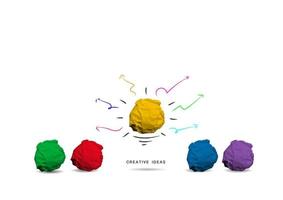 Vector concept creative idea and innovation with paper ball. With Doodle art painting